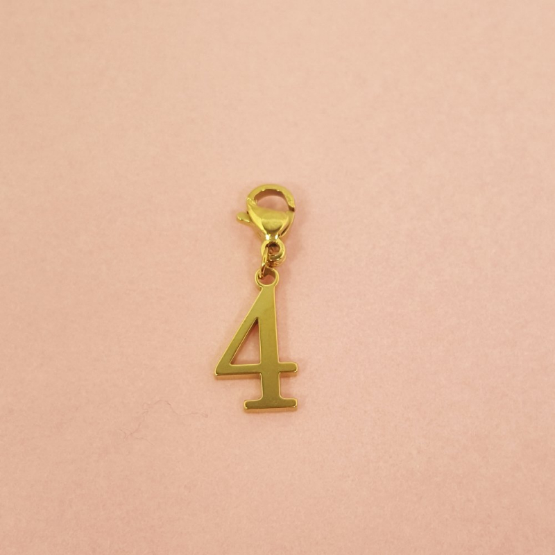 Charms porte-bonheur chiffre en acier inoxydable NUMERO 4