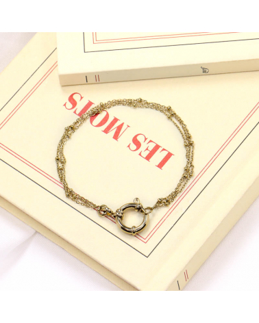 Bracelet multi-rangs chaînes et mousqueton en acier EBTICEM-doré