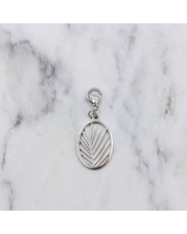 Charms ovale feuille exotique ELIDIA-argenté