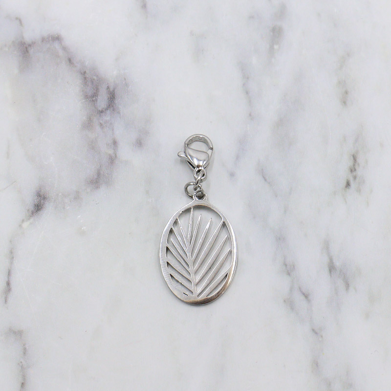 Charms ovale feuille exotique ELIDIA-argenté