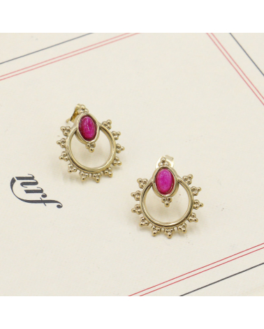 Boucles d'oreilles en acier et pierre naturelle ELLA-rose