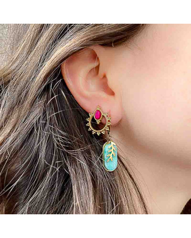 Boucles d'oreilles en acier et pierre naturelle ELLA-rose