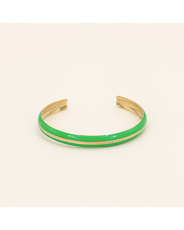 Jonc chic en émail et acier inoxydable ELOISA-vert