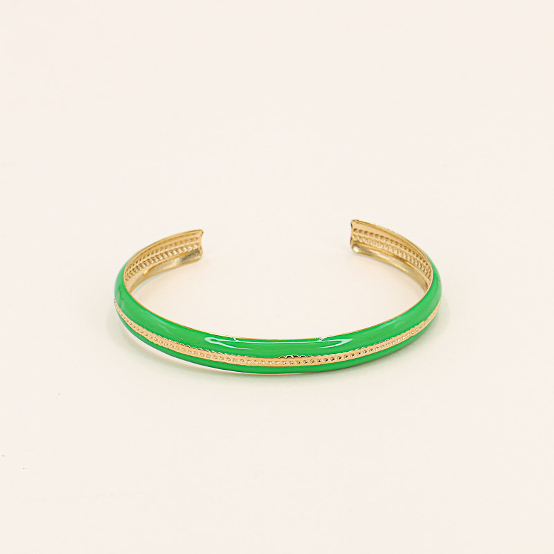 Jonc chic en émail et acier inoxydable ELOISA-vert