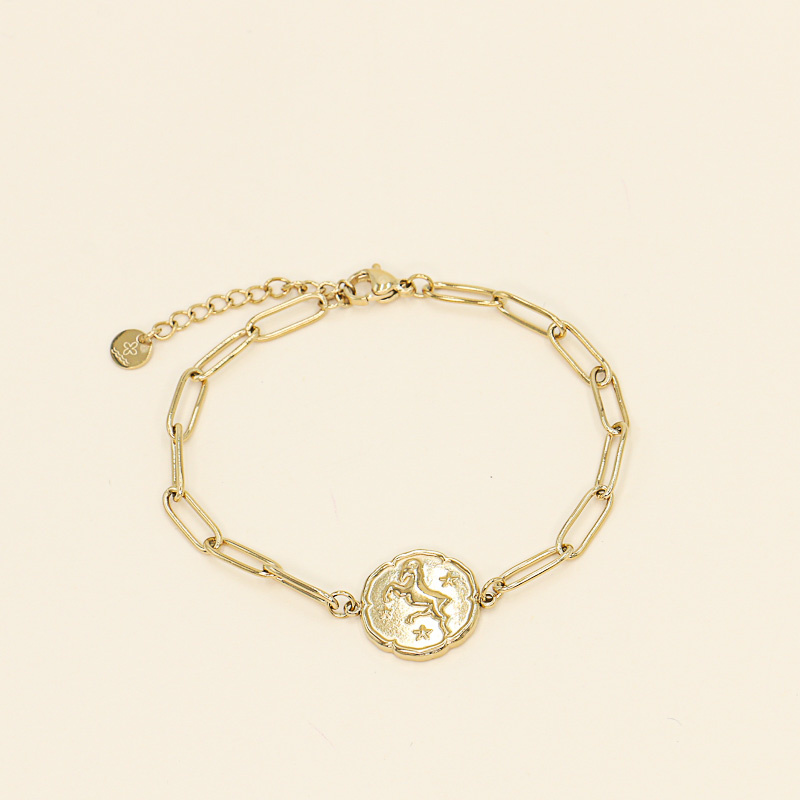 Bracelet signe astrologique BELIER en acier inoxydable doré