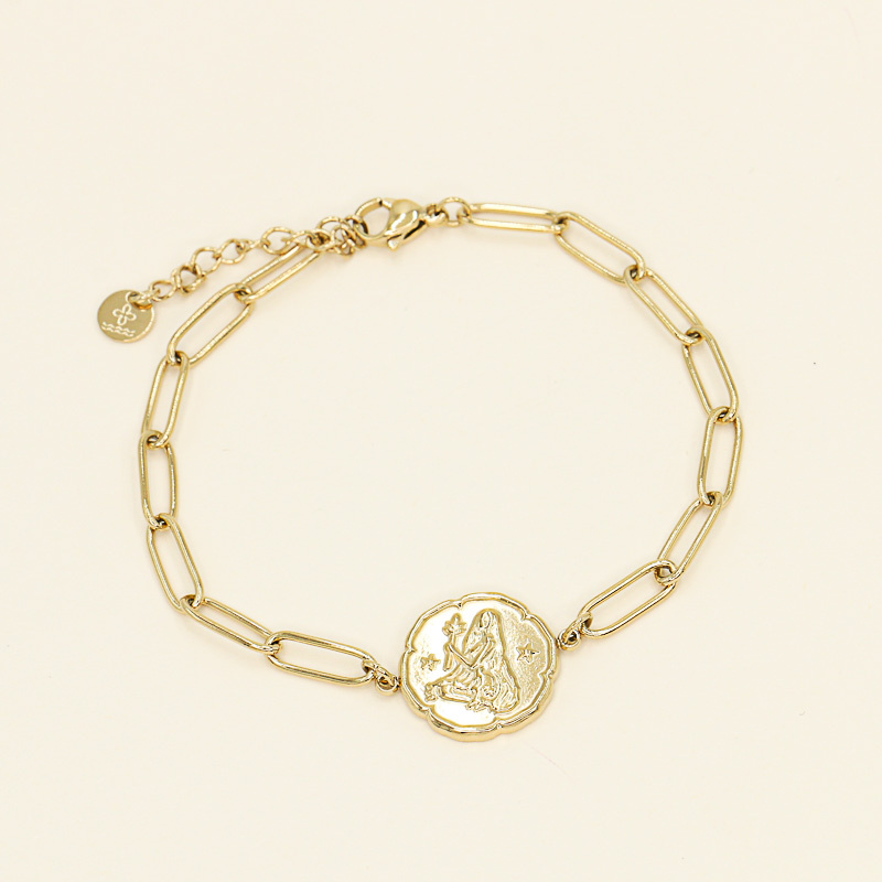 Bracelet signe astrologique VIERGE en acier inoxydable doré