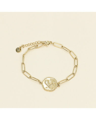 Bracelet  signe astrologique LION en acier inoxydable doré