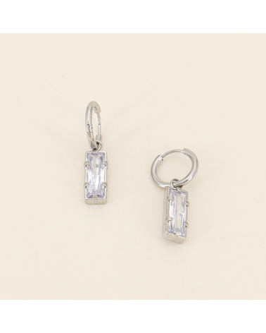 Mini-anneaux et charm cristal ELYCIA-argenté