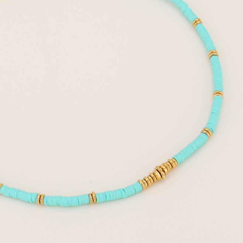 Collier perles heishi et acier EMELIA-turquoise