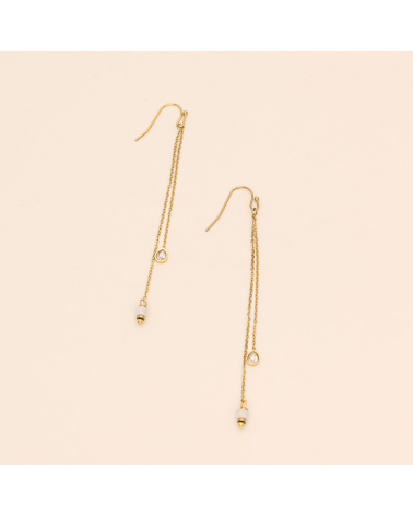 Boucles d'oreilles pendantes strass et pierres ERENA-blanc