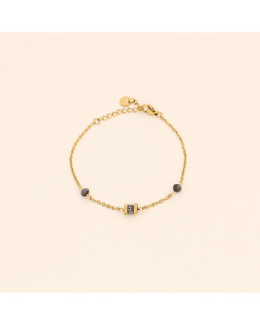 Bracelet avec perles en pierre naturelle ERIKA-noir