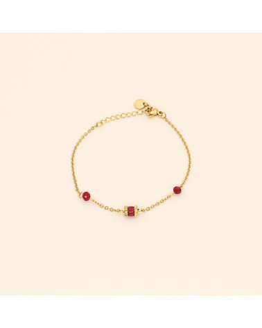 Bracelet avec perles en pierre naturelle ERIKA-rouge
