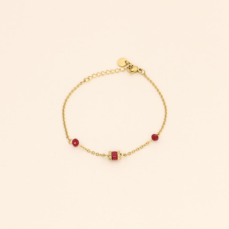 Bracelet avec perles en pierre naturelle ERIKA-rouge