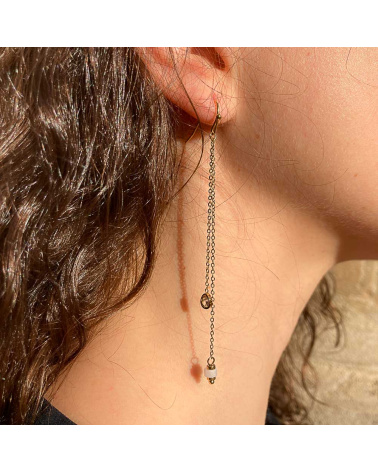 Boucles d'oreilles pendantes strass et pierres ERENA