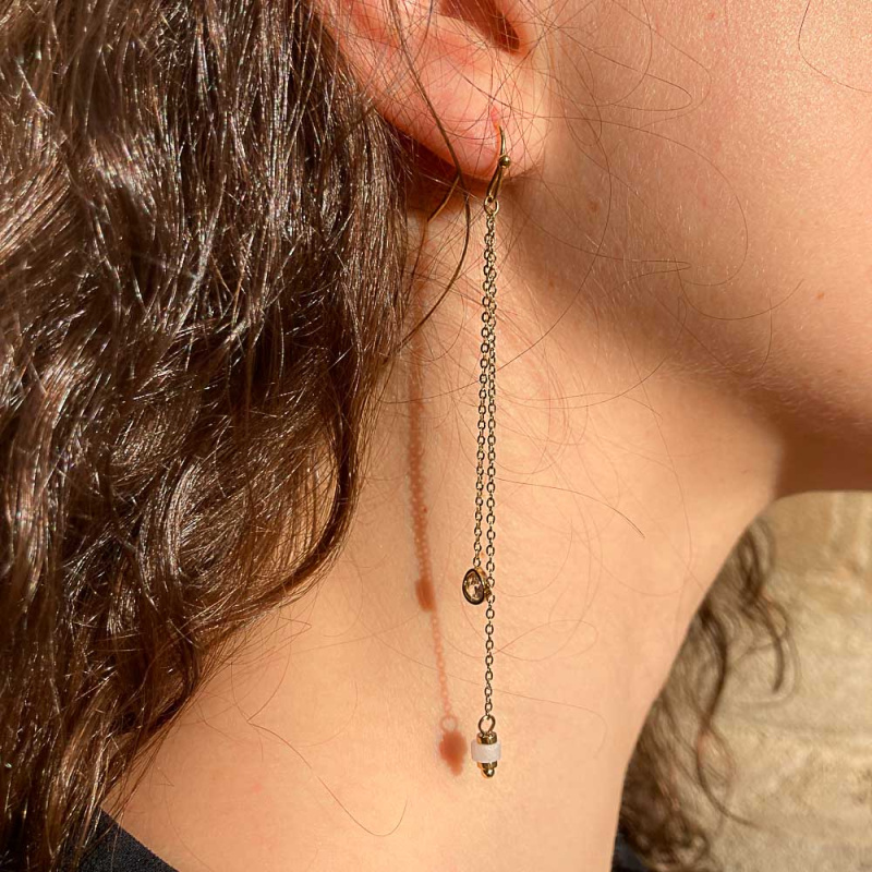 Boucles d'oreilles pendantes strass et pierres ERENA