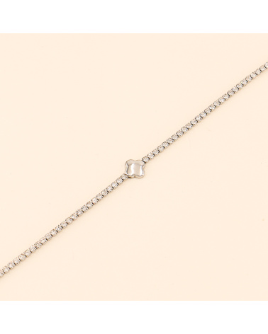 Bracelet chaîne strass et trèfle acier ESRA