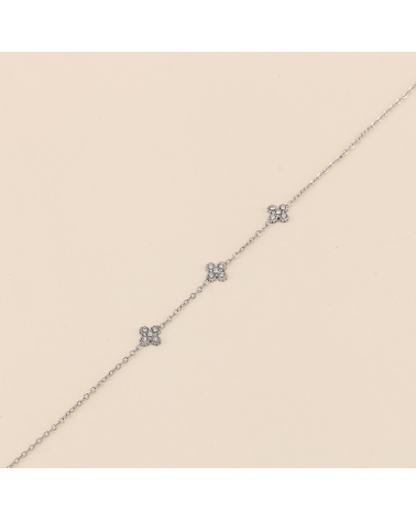 Bracelet romantique en acier et trèfles strass ESSMA