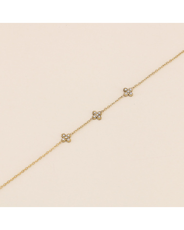 Bracelet romantique en acier et trèfles strass ESSMA