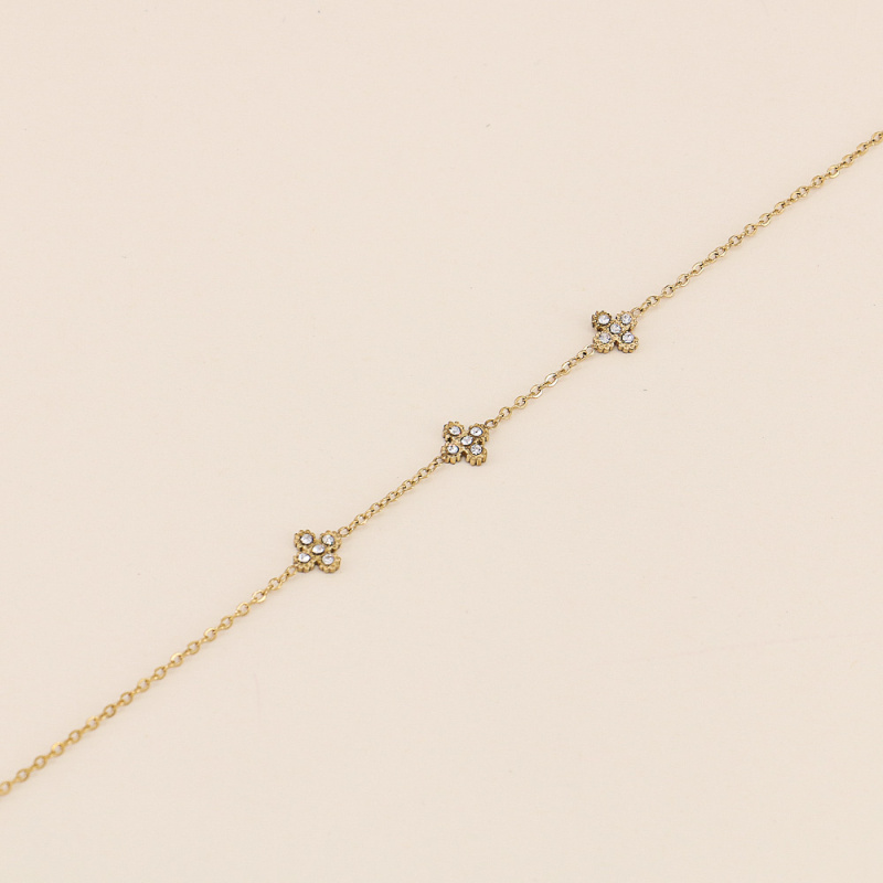 Bracelet romantique en acier et trèfles strass ESSMA