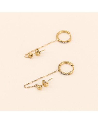 Boucles d'oreilles double-trous strass ETELVIA - doré