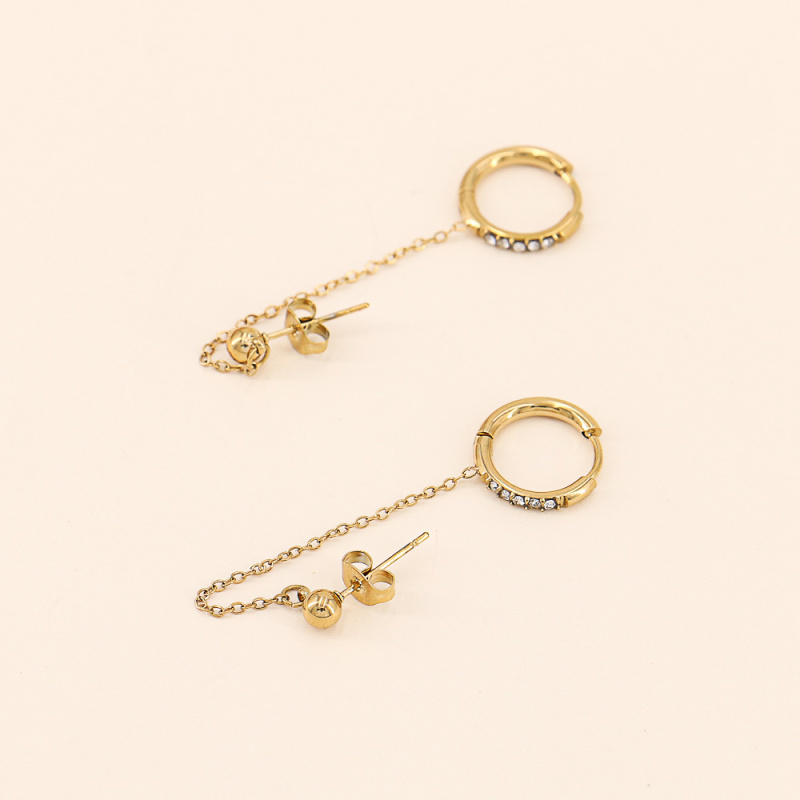 Boucles d'oreilles double-trous strass ETELVIA - doré