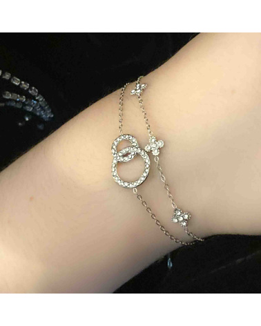 Bracelet romantique en acier et trèfles strass ESSMA