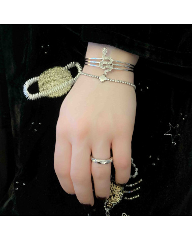 Bracelet chaîne strass et trèfle acier ESRA