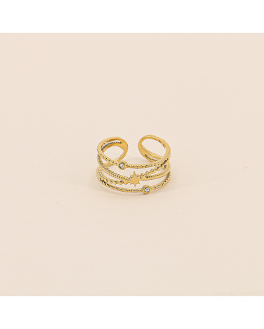 Bague voie lactée strass et étoile en acier EVELINA blanc