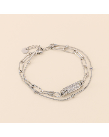 Bracelet talisman en acier inoxydable EVITA argenté