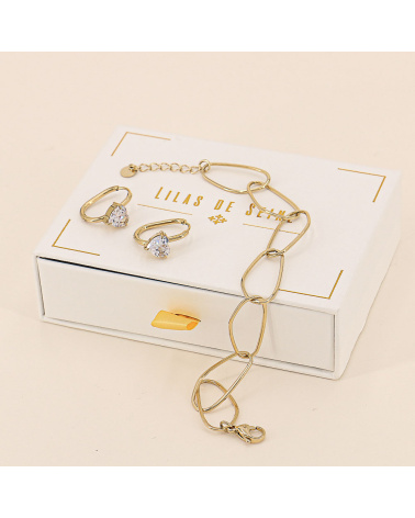 Coffret duo bracelet ESMEE et boucles d'oreilles EUGENIA doré