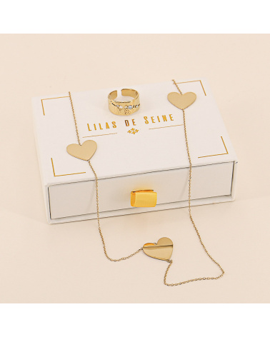 Coffret duo sautoir FANETTE et bague EURIEL doré