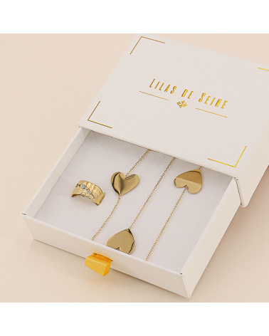 Coffret duo sautoir FANETTE et bague EURIEL doré