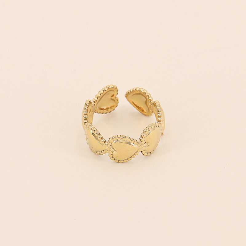 Bague couronne de coeurs en acier inoxydable EVANA doré