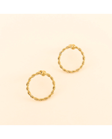 Boucles d'oreilles anneaux rétro en acier FAUZIA doré