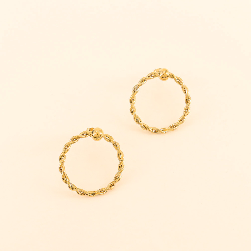 Boucles d'oreilles anneaux rétro en acier FAUZIA doré