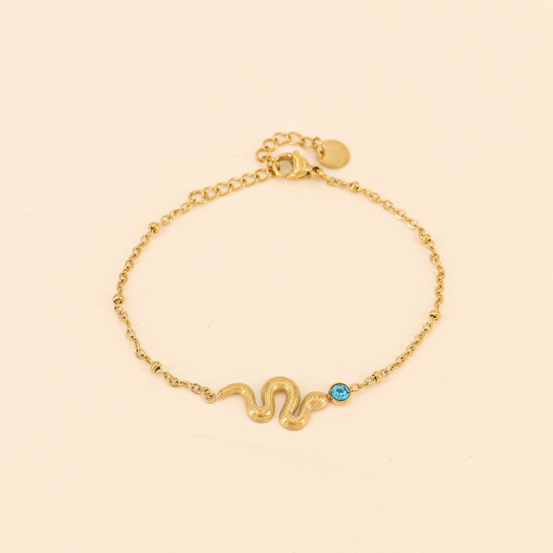 Bracelet serpent en acier et strass FIORELLA bleu turquoise