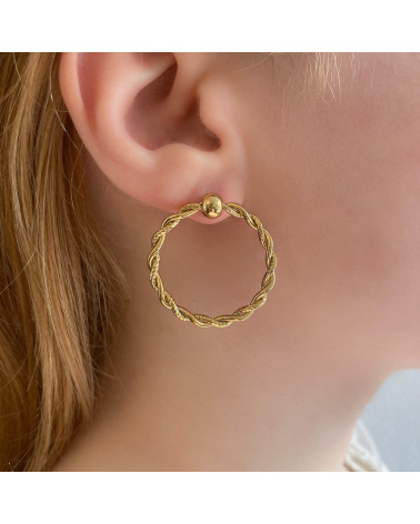 Boucles d'oreilles anneaux rétro en acier FAUZIA