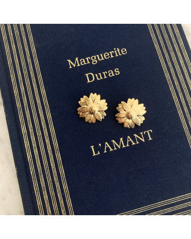 Boucles d'oreilles marguerite acier et fermoir clip FELICITY