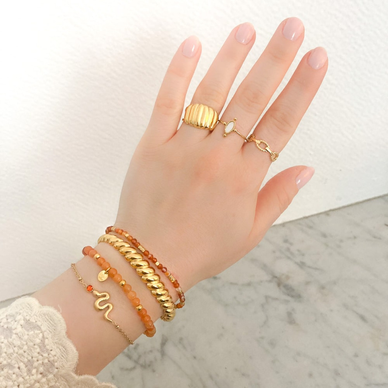 Bracelet élastique en acier et pierres véritables FLORANE