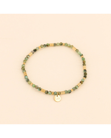 Bracelet élastique en acier et pierres véritables FLORANE