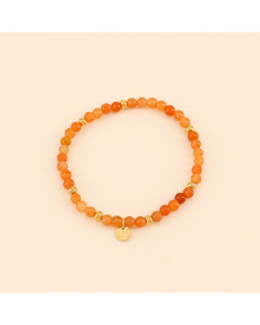 Bracelet à billes en pierres naturelles et acier FLORENCE orange