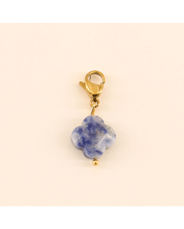 Charm Trèfle En sodalite Et Acier COMMUNICATION