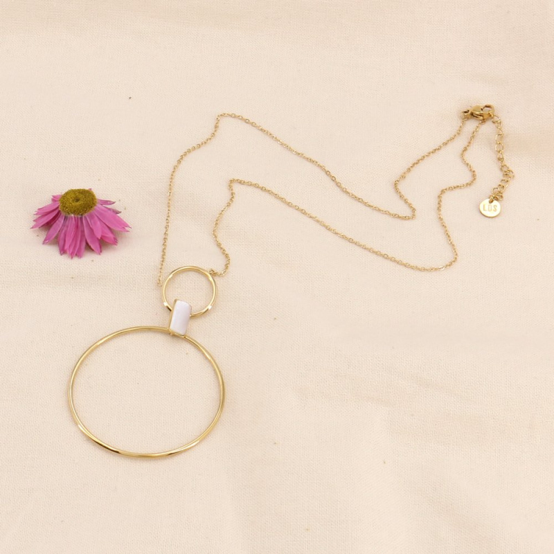 Collier double anneaux FORTUNA blanc