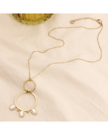 Collier acier et pierres véritables FOSTINE blanc