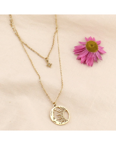 Collier astral lune et soleil FRANCESCA doré