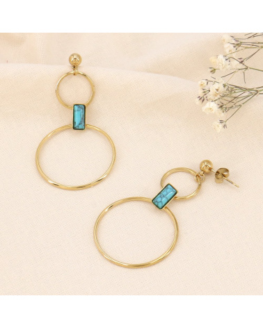 Boucles d'oreilles pendantes en acier FYONA bleu turquoise