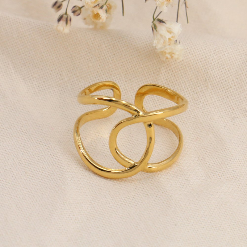 Bague noeud casual en acier GAID doré