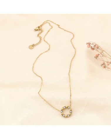 Collier cercle étoiles en acier et strass GARANCE doré