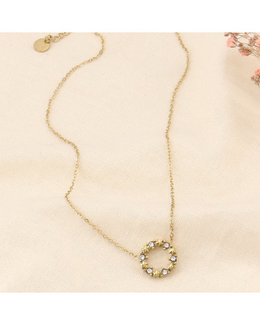 Collier cercle étoiles en acier et strass GARANCE doré