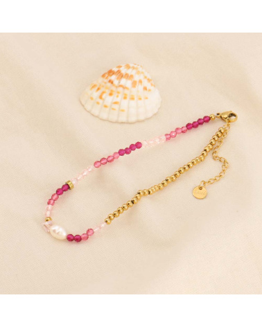 Bracelet De Cheville Femme - Perles Colorées Plaqué Or/argent - Acier Inoxydable 316L - Cadeau élégant Avec Boîte